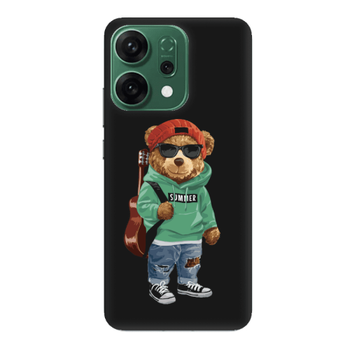 Oppo RENO 14 Summer Tedy Black Colored Silicone TPU Θήκη